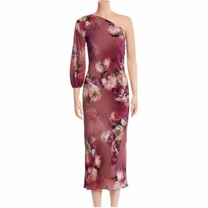 Markarian One-Shoulder Silk Floral Dress Xs